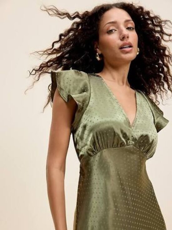 Express Dresses & Skirts - The Occasion by Old Navy Satin Flutter-Sleeve Maxi Dress